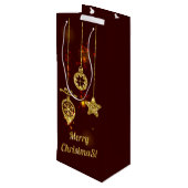 Vrolijk kerstfeest Rode feestdag Glitter Sparking Wijn Cadeautas (Achterkant Gekanteld)