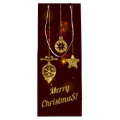 Vrolijk kerstfeest Rode feestdag Glitter Sparking Wijn Cadeautas (Achterkant)