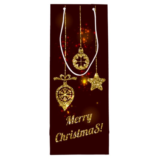 Vrolijk kerstfeest Rode feestdag Glitter Sparking Wijn Cadeautas (Achterkant)