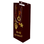 Vrolijk kerstfeest Rode feestdag Glitter Sparking Wijn Cadeautas (Voorkant Gekanteld)