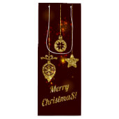 Vrolijk kerstfeest Rode feestdag Glitter Sparking Wijn Cadeautas (Voorkant)