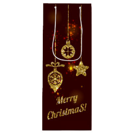 Vrolijk kerstfeest Rode feestdag Glitter Sparking Wijn Cadeautas