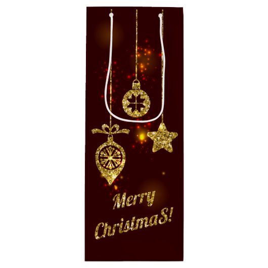 Vrolijk kerstfeest Rode feestdag Glitter Sparking Wijn Cadeautas (Voorkant)