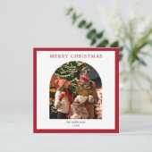 Vrolijk Kerstfeest Rode Grens Minimalistische Boog Feestdagenkaart (Staand voorkant)