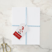 Vrolijk Kerstfeest Rode Grijze Kabouter Nordic Cadeaulabel (Met Touw)