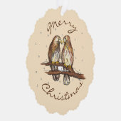Vrolijk kerstfeest Rode Hawk Love Bird Snow Ornament Kaart (Rechts)
