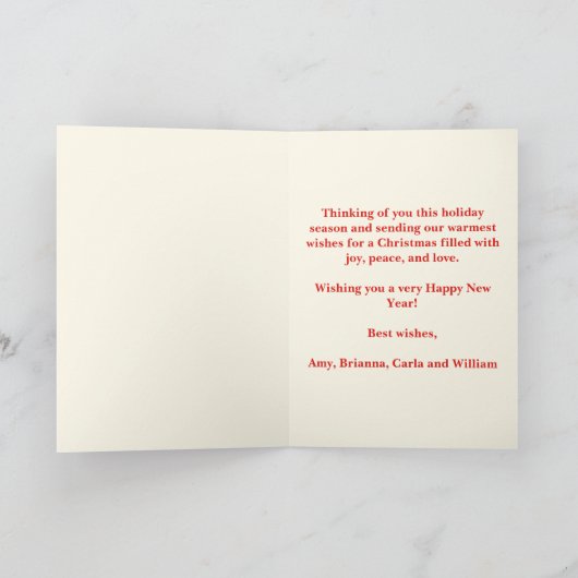  Vrolijk Kerstfeest Rode Huis Sneeuwman Familie Kaart (Binnen)