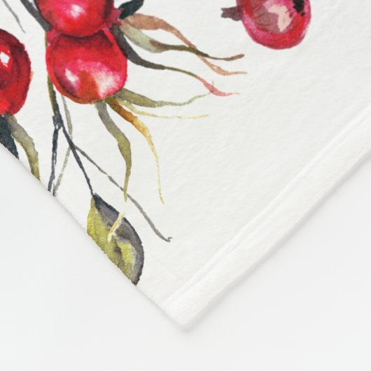 Vrolijk kerstfeest- rode hulstbessen fleece deken (Hoek)