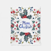 Vrolijk kerstfeest- rode hulstbessen fleece deken (Voorkant)