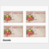 Vrolijk kerstfeest | Rode kaars Rechthoekige Sticker (Vel)