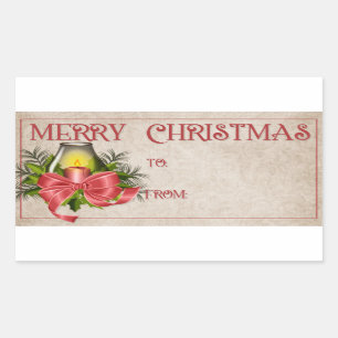 Vrolijk kerstfeest   Rode kaars Rechthoekige Sticker