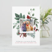 Vrolijk Kerstfeest Rode Kardinaal 2 Foto Feestdagenkaart (Staand voorkant)