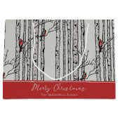 Vrolijk Kerstfeest Rode Kardinaal Vogel & Berk Boo Groot Cadeauzakje (Voorkant)