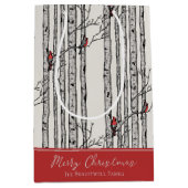 Vrolijk Kerstfeest Rode Kardinaal Vogel & Berk Boo Medium Cadeauzakje (Voorkant)