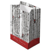 Vrolijk Kerstfeest Rode Kardinaal Vogel & Berk Boo Medium Cadeauzakje (Voorkant Gekanteld)