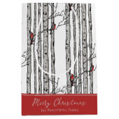 Vrolijk Kerstfeest Rode Kardinaal Vogel & Berk Boo Medium Cadeauzakje (Voorkant)