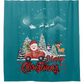 Vrolijk kerstfeest rode kerstcadeautjes douchegordijn (Voorkant)