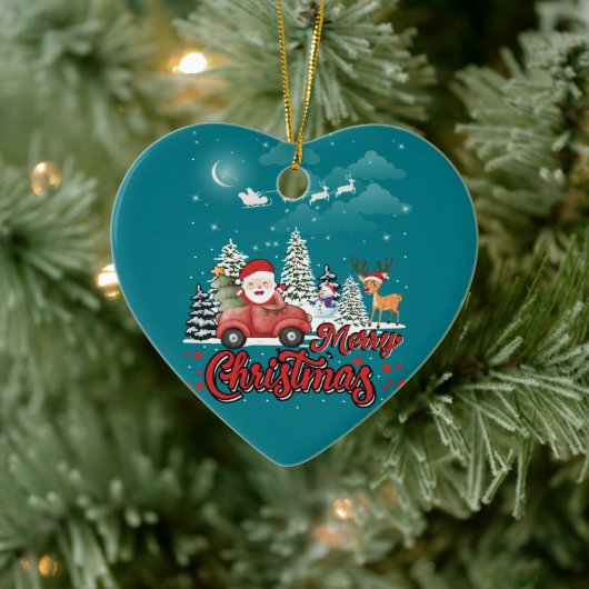 Vrolijk kerstfeest  rode kerstcadeautjes keramisch ornament (Boom)