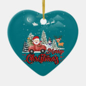 Vrolijk kerstfeest  rode kerstcadeautjes keramisch ornament (Voorkant)