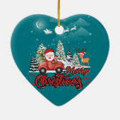 Vrolijk kerstfeest  rode kerstcadeautjes keramisch ornament (Achterkant)