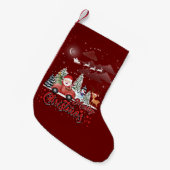 Vrolijk kerstfeest rode kerstcadeautjes kleine kerstsok (Voorkant (Hangend))