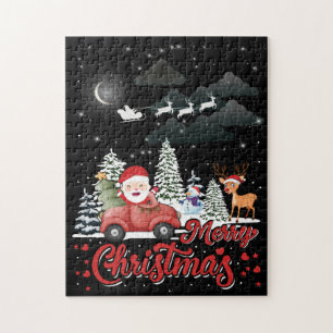 Vrolijk kerstfeest  rode kerstcadeautjes legpuzzel