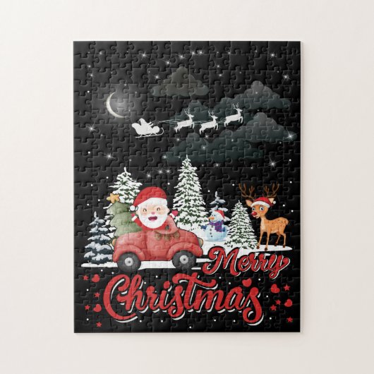 Vrolijk kerstfeest  rode kerstcadeautjes legpuzzel (Verticaal)