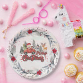 Vrolijk kerstfeest  rode kerstcadeautjes papieren bordje (Feest)