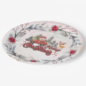 Vrolijk kerstfeest  rode kerstcadeautjes papieren bordje (Gekanteld)