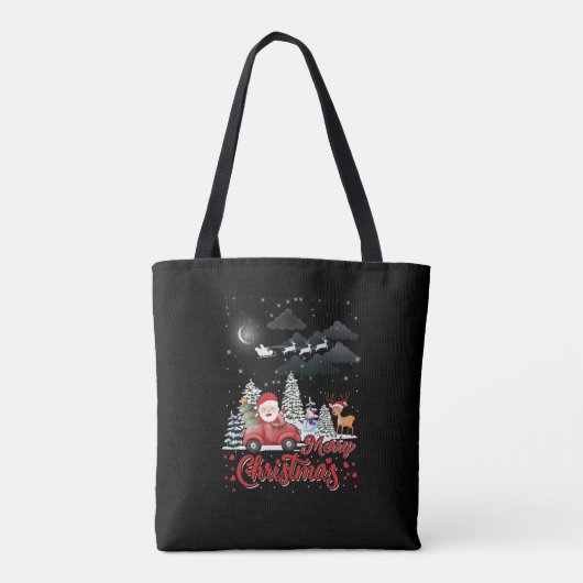 Vrolijk kerstfeest  rode kerstcadeautjes tote bag (Achterkant)