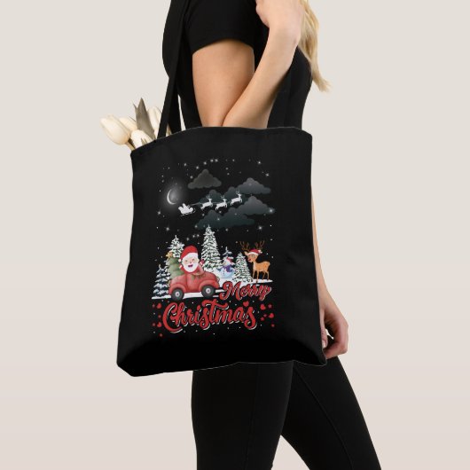 Vrolijk kerstfeest  rode kerstcadeautjes tote bag (Dichtbij)