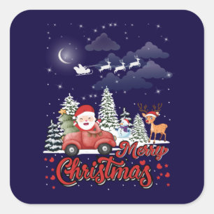 Vrolijk kerstfeest rode kerstcadeautjes vierkante sticker