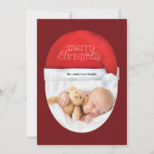Vrolijk Kerstfeest Rode Kerstman Hoed Photo Script Feestdagenkaart (Voorkant)