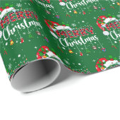 Vrolijk kerstfeest Rode Kerstman Hoed Rendier Kers Cadeaupapier (Rol Hoek)