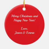 Vrolijk Kerstfeest Rode Kerstman Hoed & Vliegtuig, Keramisch Ornament (Achterkant)