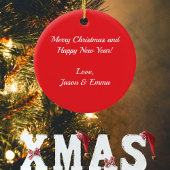 Vrolijk Kerstfeest Rode Kerstman Hoed & Vliegtuig, Keramisch Ornament