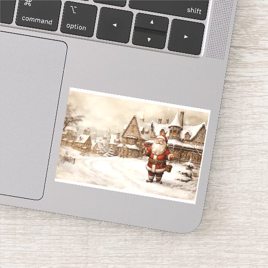  Vrolijk Kerstfeest rode Kerstman Sticker (Detail)