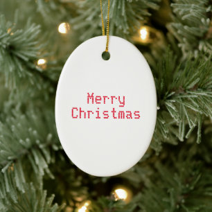 "Vrolijk kerstfeest" rode letters witte achtergron Keramisch Ornament