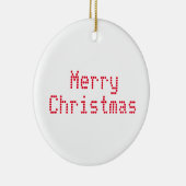 "Vrolijk kerstfeest" rode letters witte achtergron Keramisch Ornament (Rechts)