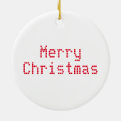 "Vrolijk kerstfeest" rode letters witte achtergron Keramisch Ornament (Achterkant)