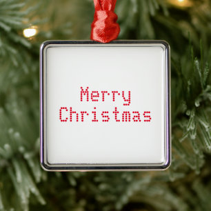 "Vrolijk kerstfeest" rode letters witte achtergron Metalen Ornament