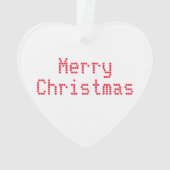 "Vrolijk kerstfeest" rode letters witte achtergron Ornament (achterkant)