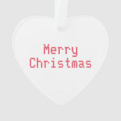 "Vrolijk kerstfeest" rode letters witte achtergron Ornament (achterkant)