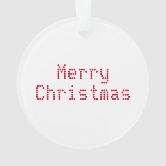 "Vrolijk kerstfeest" rode letters witte achtergron Ornament (achterkant)