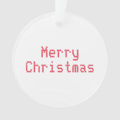 "Vrolijk kerstfeest" rode letters witte achtergron Ornament (voorkant)