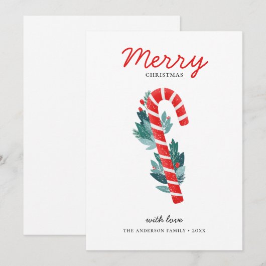 vrolijk kerstfeest. Rode lollipop snoep en blauwe Feestdagenkaart (Voorkant / Achterkant)