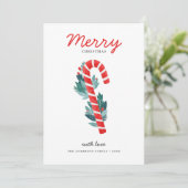 vrolijk kerstfeest. Rode lollipop snoep en blauwe Feestdagenkaart (Staand voorkant)