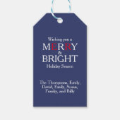 Vrolijk kerstfeest Rode marine Blue Simple Snowfla Cadeaulabel (Voorkant)