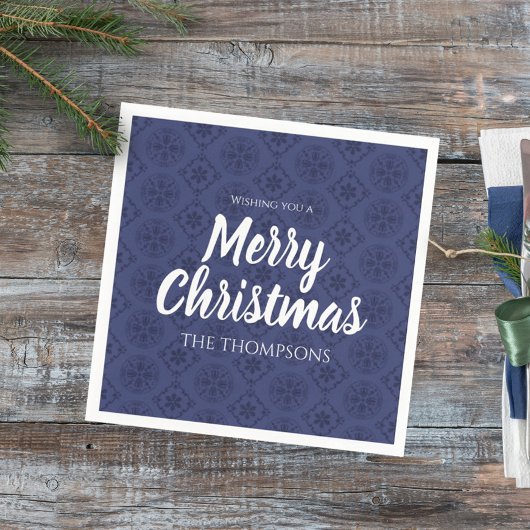 Vrolijk kerstfeest Rode marine Blue Simple Snowfla Servet