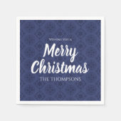 Vrolijk kerstfeest Rode marine Blue Simple Snowfla Servet (Voorkant)